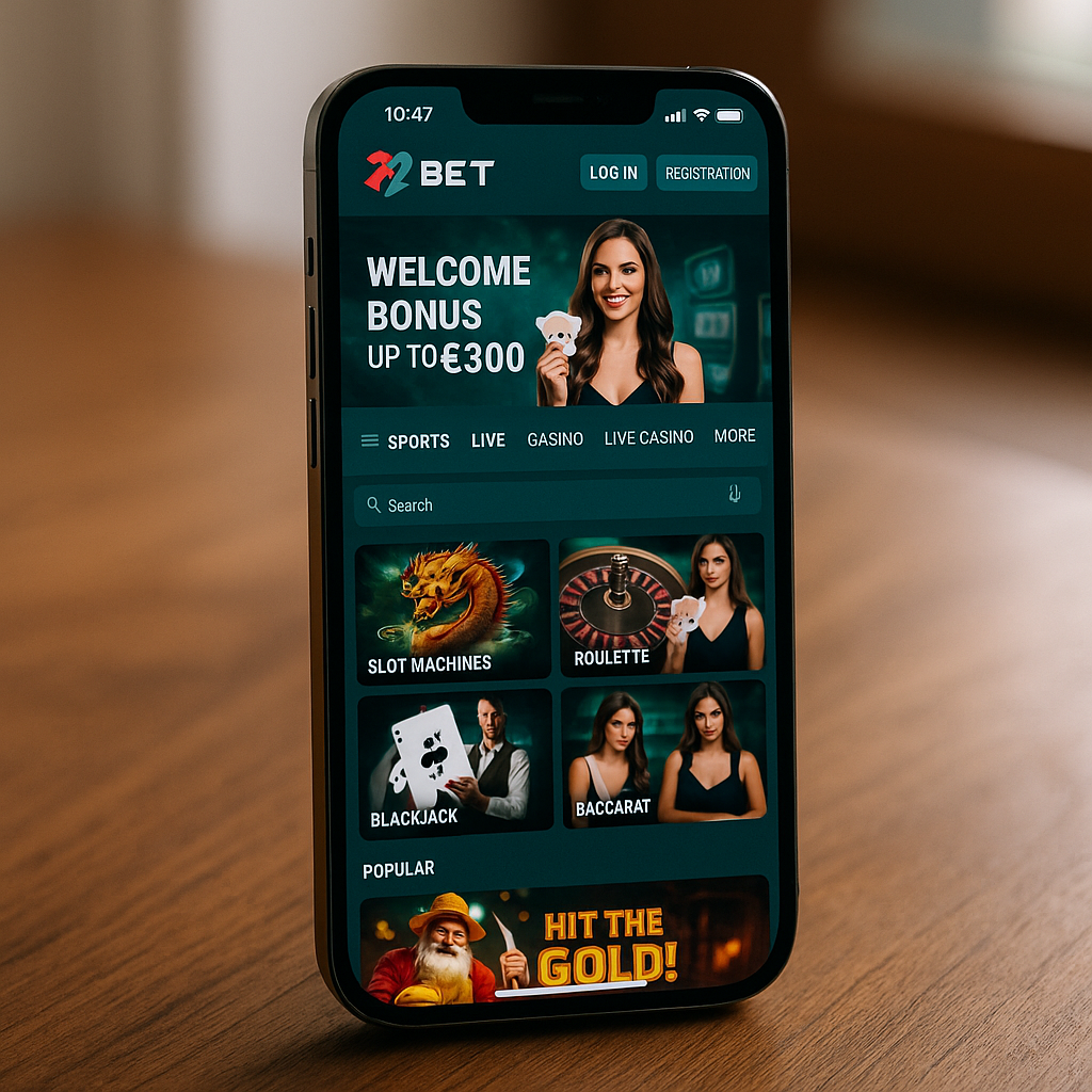 22bet - Mobilná verzia - Responsive dizajn na Androide a iPhone